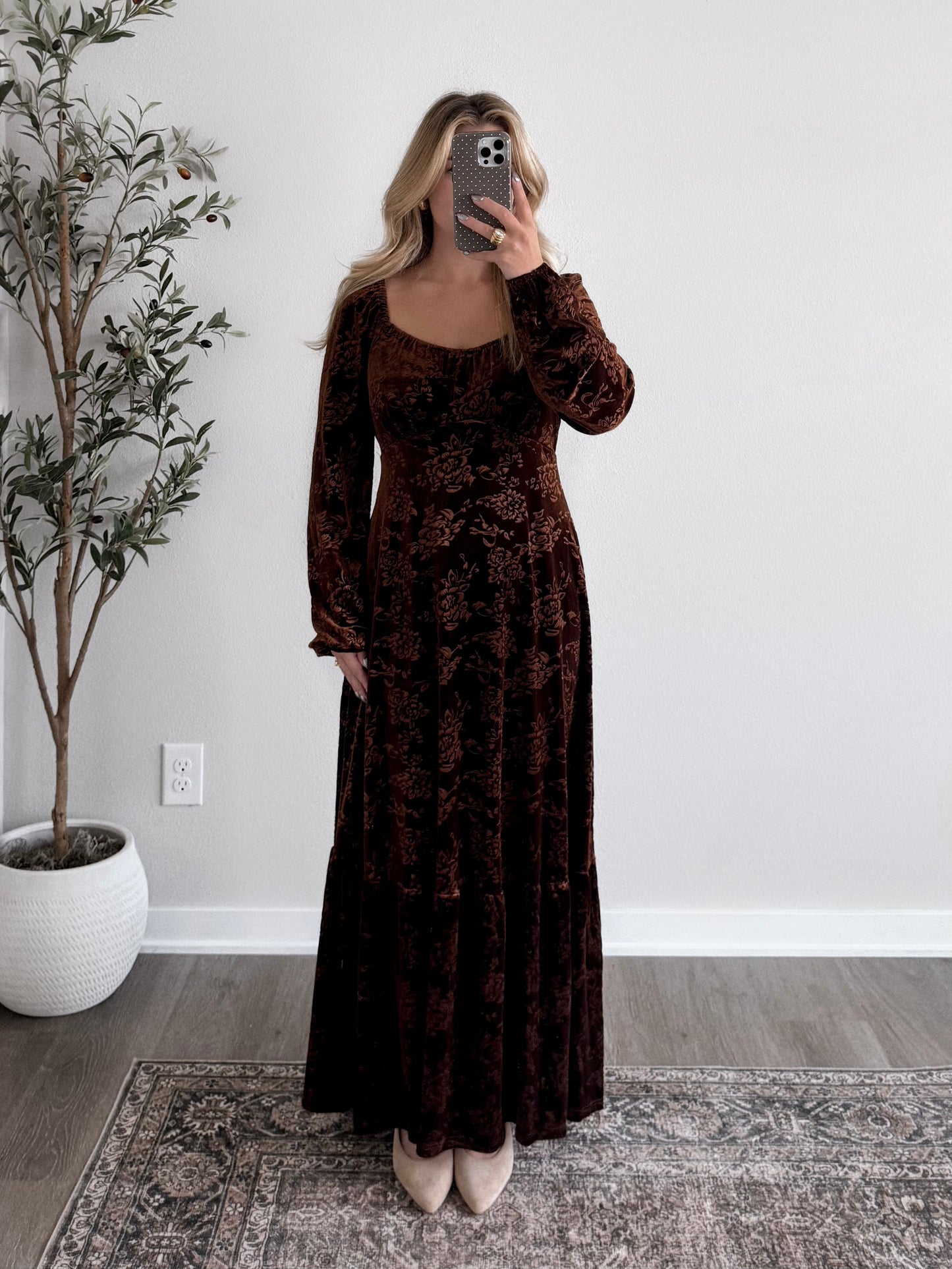 Rich Velvet Embossed Maxi Dress