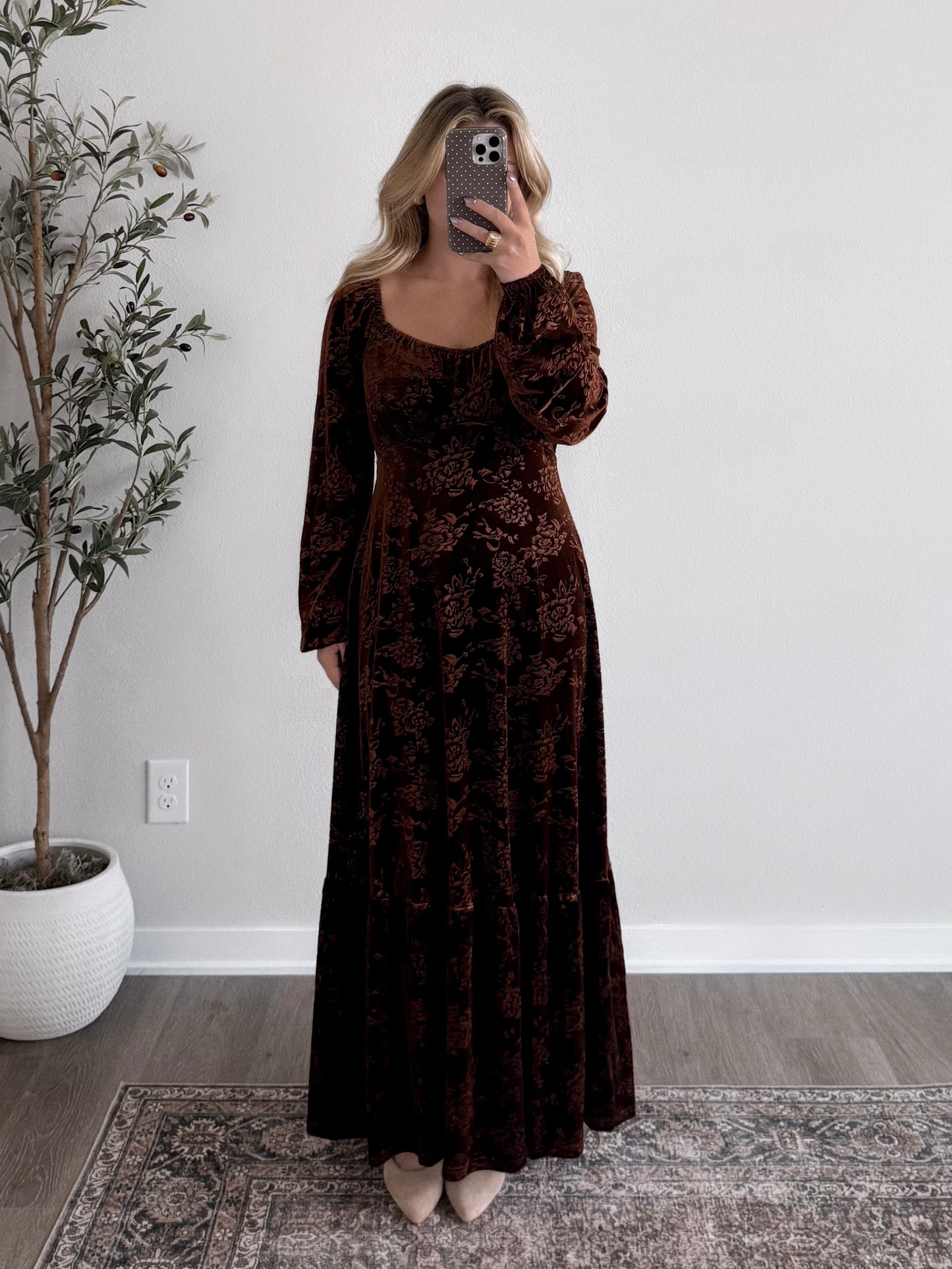 Rich Velvet Embossed Maxi Dress