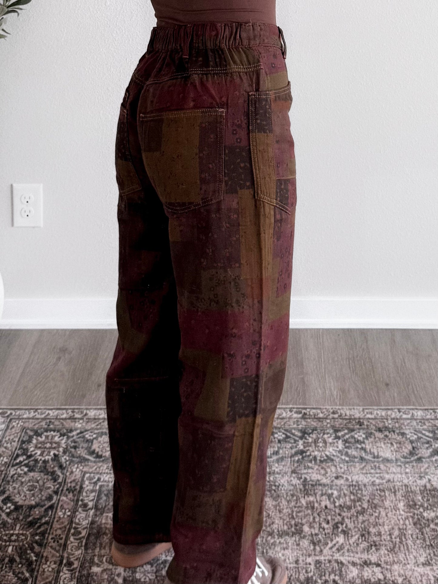 Cranberry Patchwork Barrel Pant