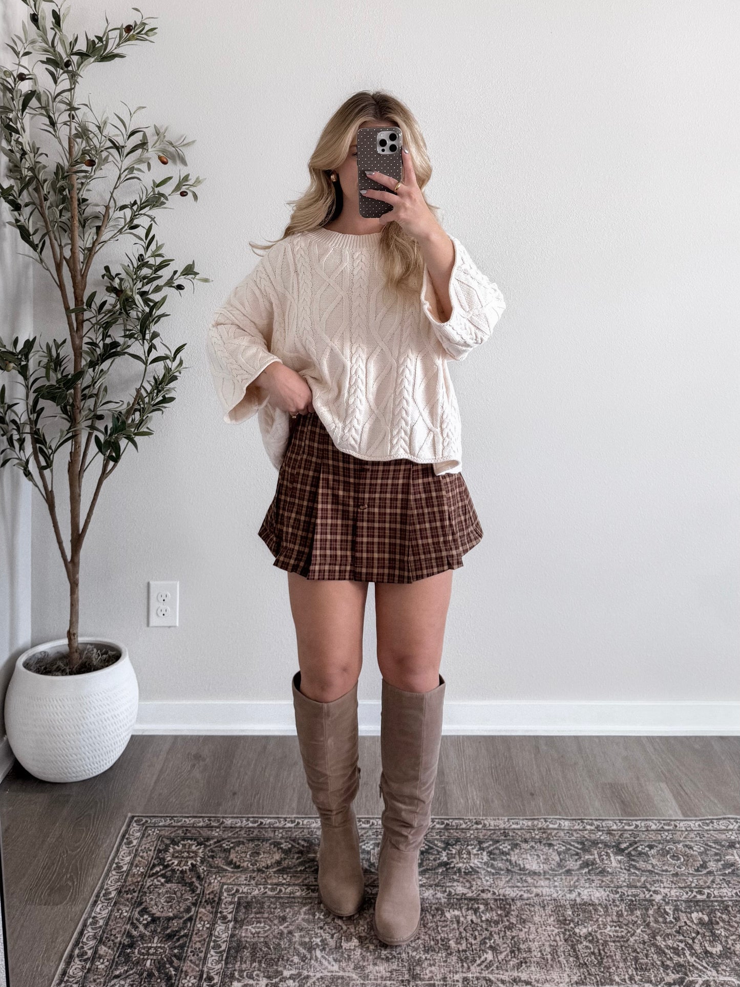 Leaves Falling Plaid Skort Final Sale