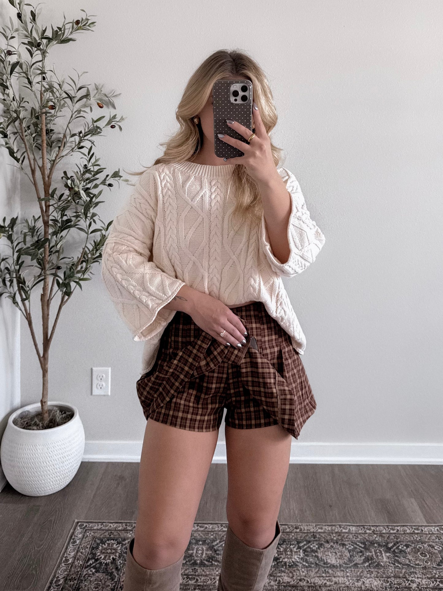 Leaves Falling Plaid Skort Final Sale