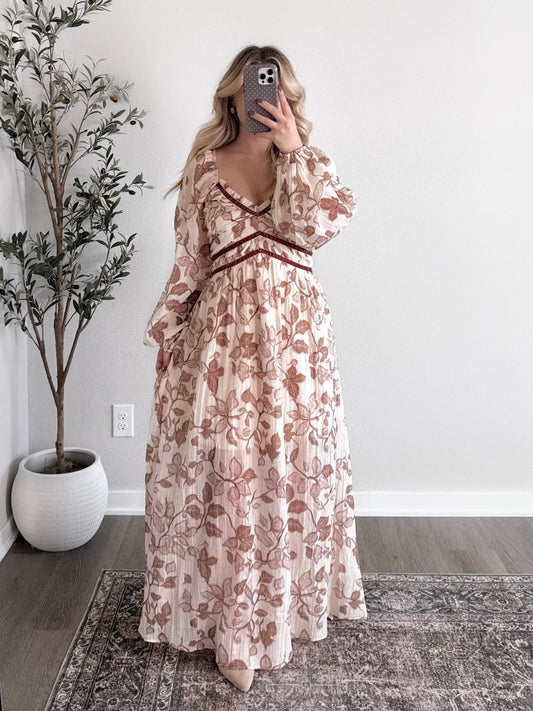 Auburn Love Floral Maxi Dress