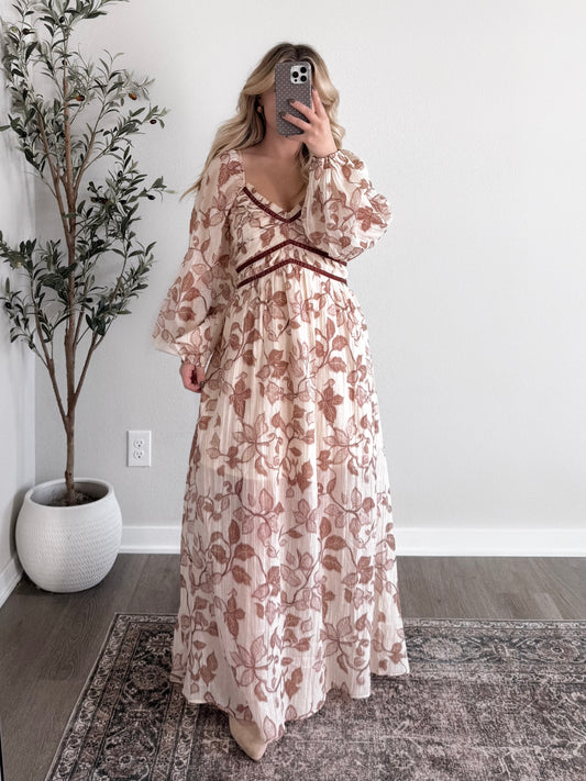 Auburn Love Floral Maxi Dress
