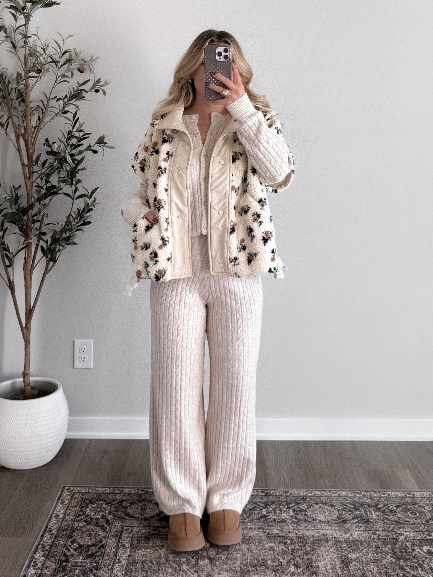 Crisp & Cozy Floral Sherpa Vest