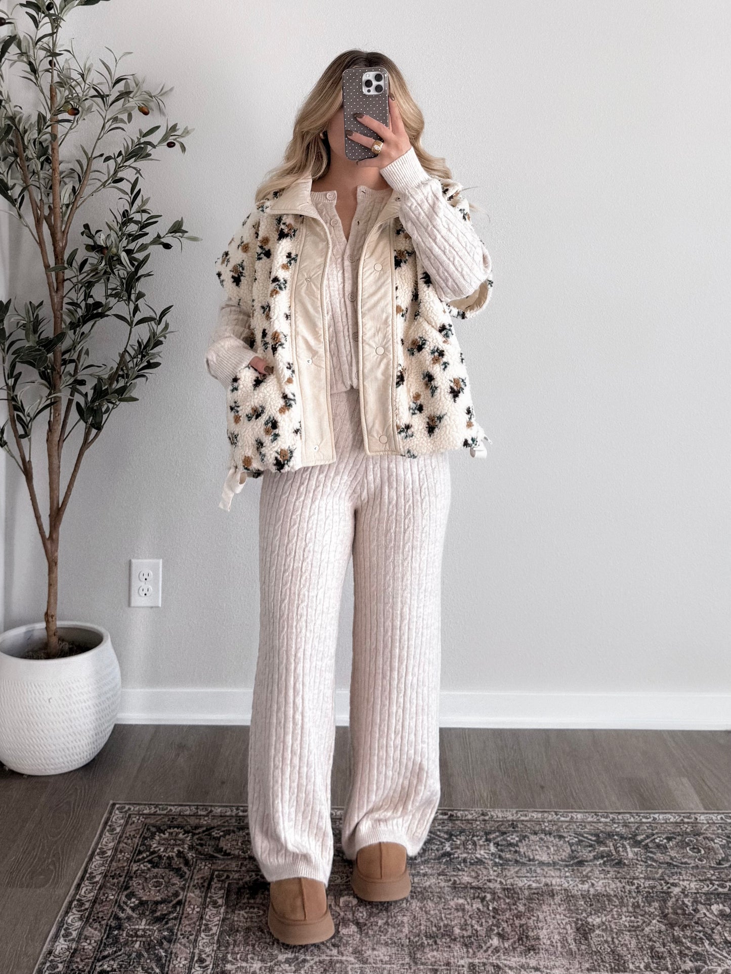 Crisp & Cozy Floral Sherpa Vest