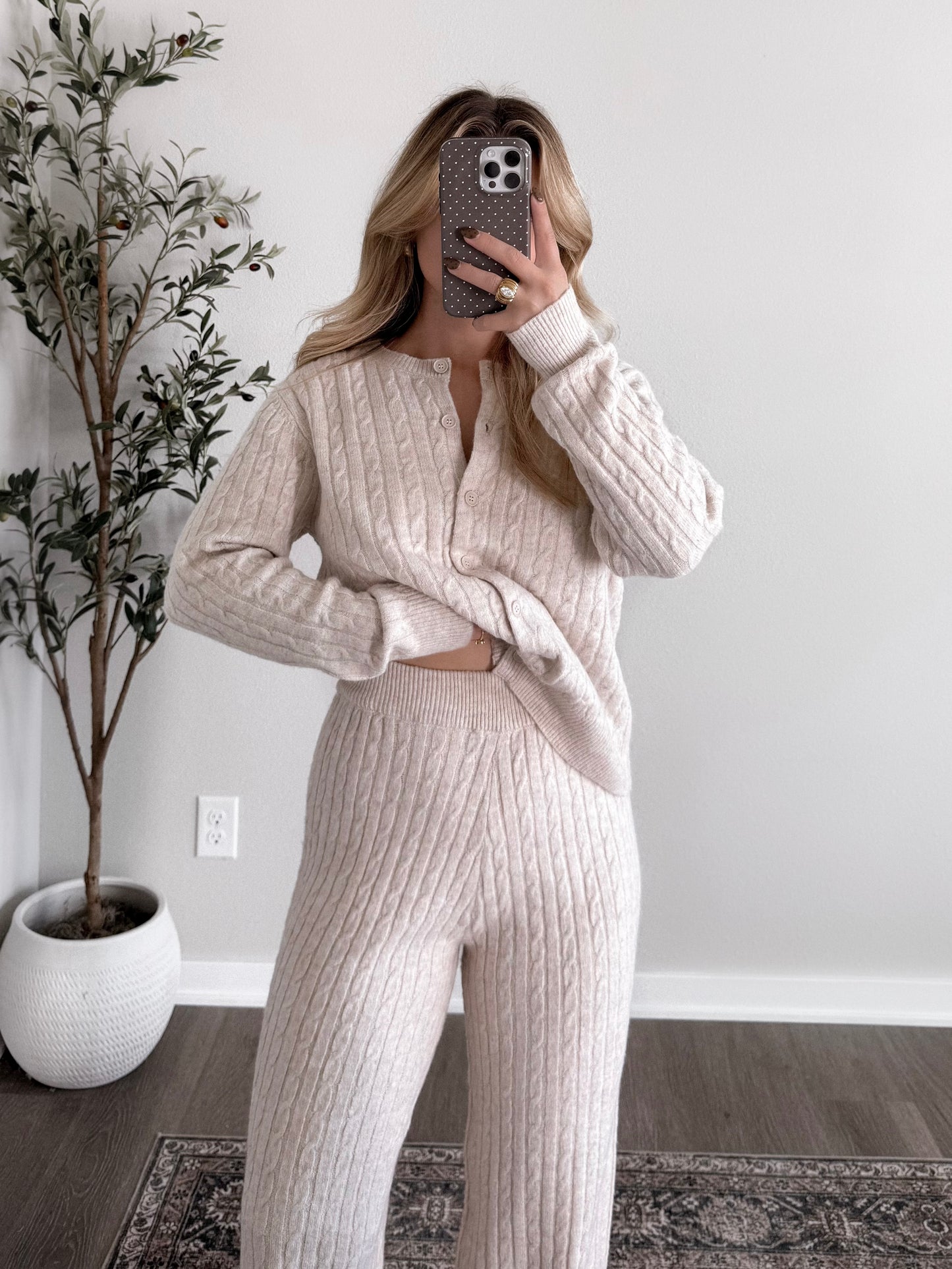 Fireside Cable Knit Set / Oat  (PREORDER: EST SHIP 11.30)
