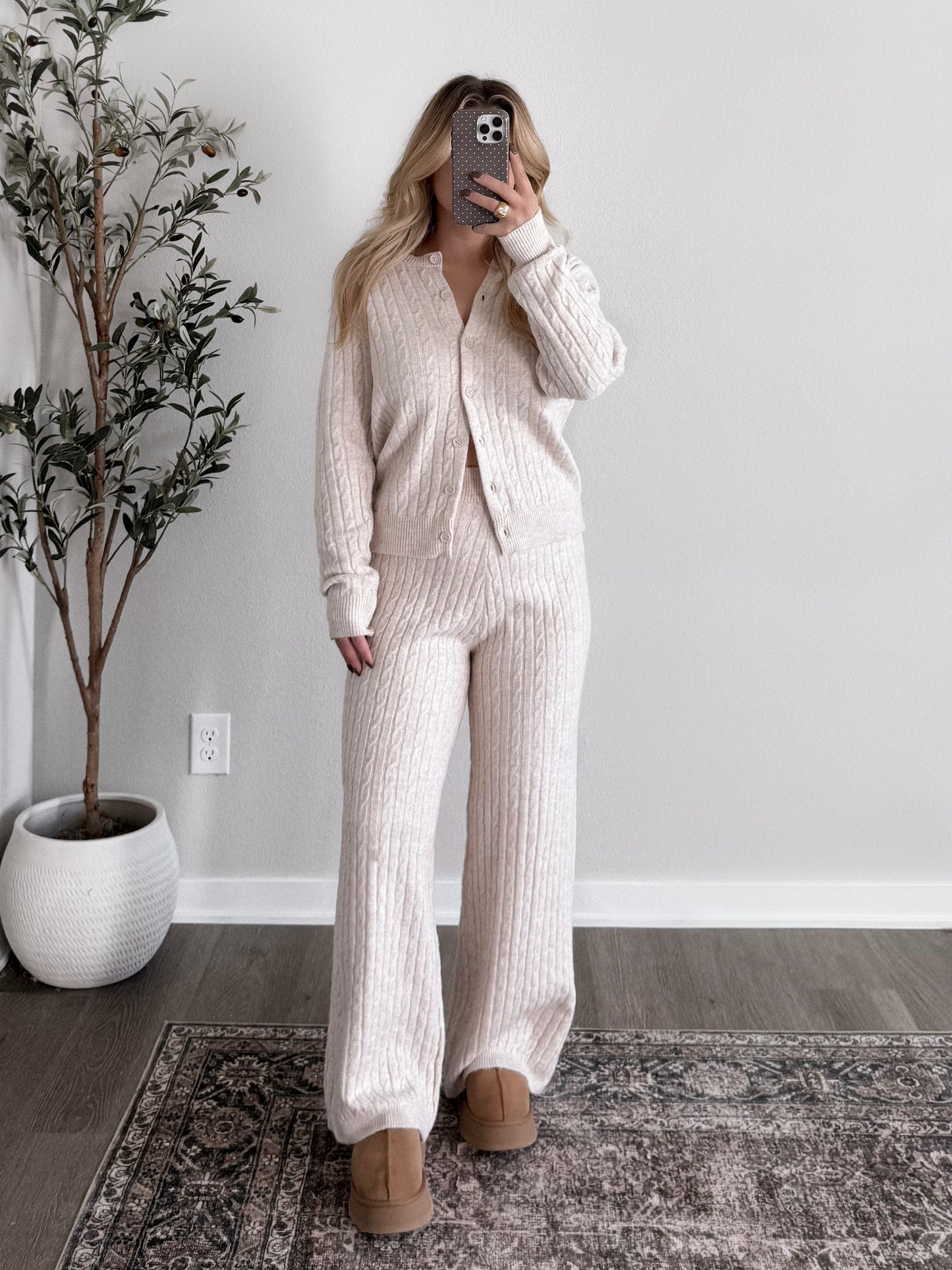 Fireside Cable Knit Set / Oat  (PREORDER: EST SHIP 11.30)