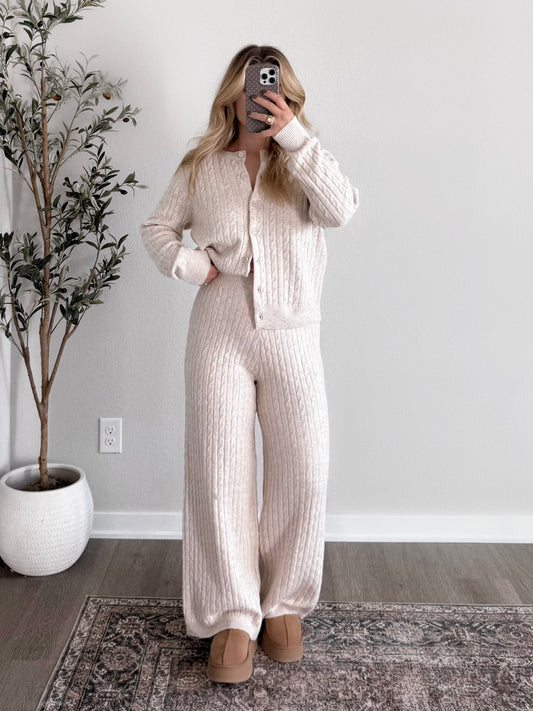 Fireside Cable Knit Set / Oat  (PREORDER: EST SHIP 11.30)