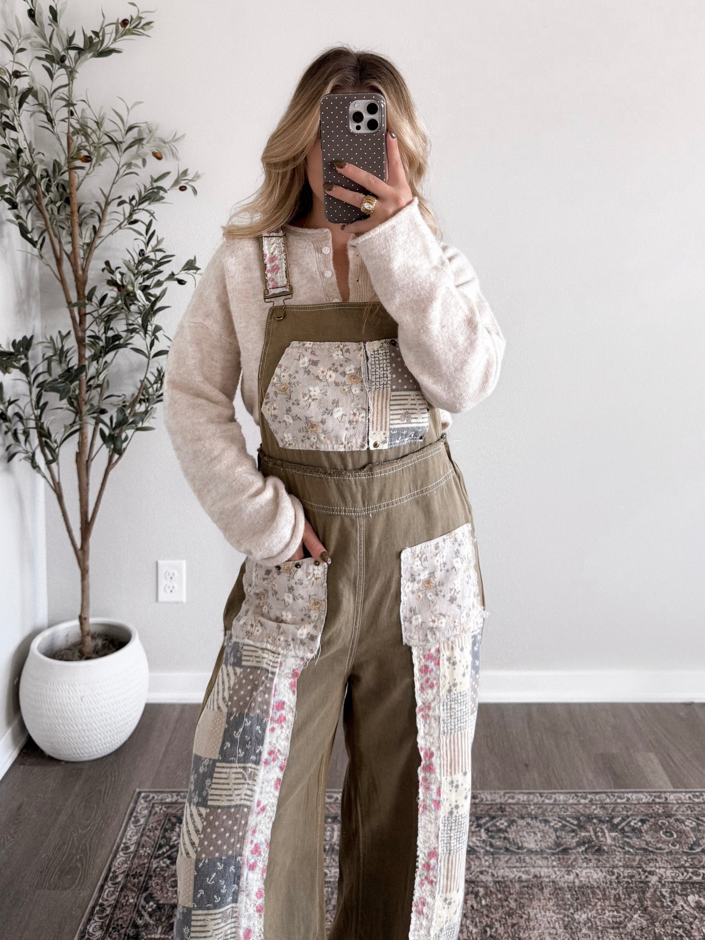 Wanderer Boho Patchwork Overalls / Olive