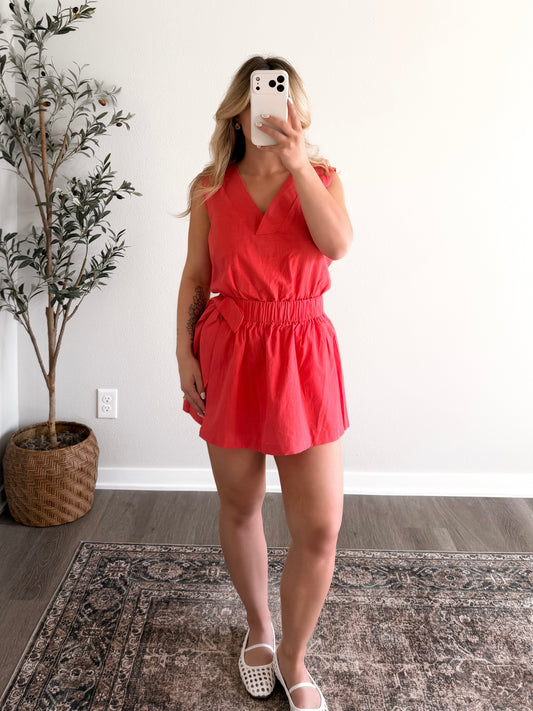 Country Club Wrap Romper /  Red
