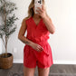 Country Club Wrap Romper /  Red