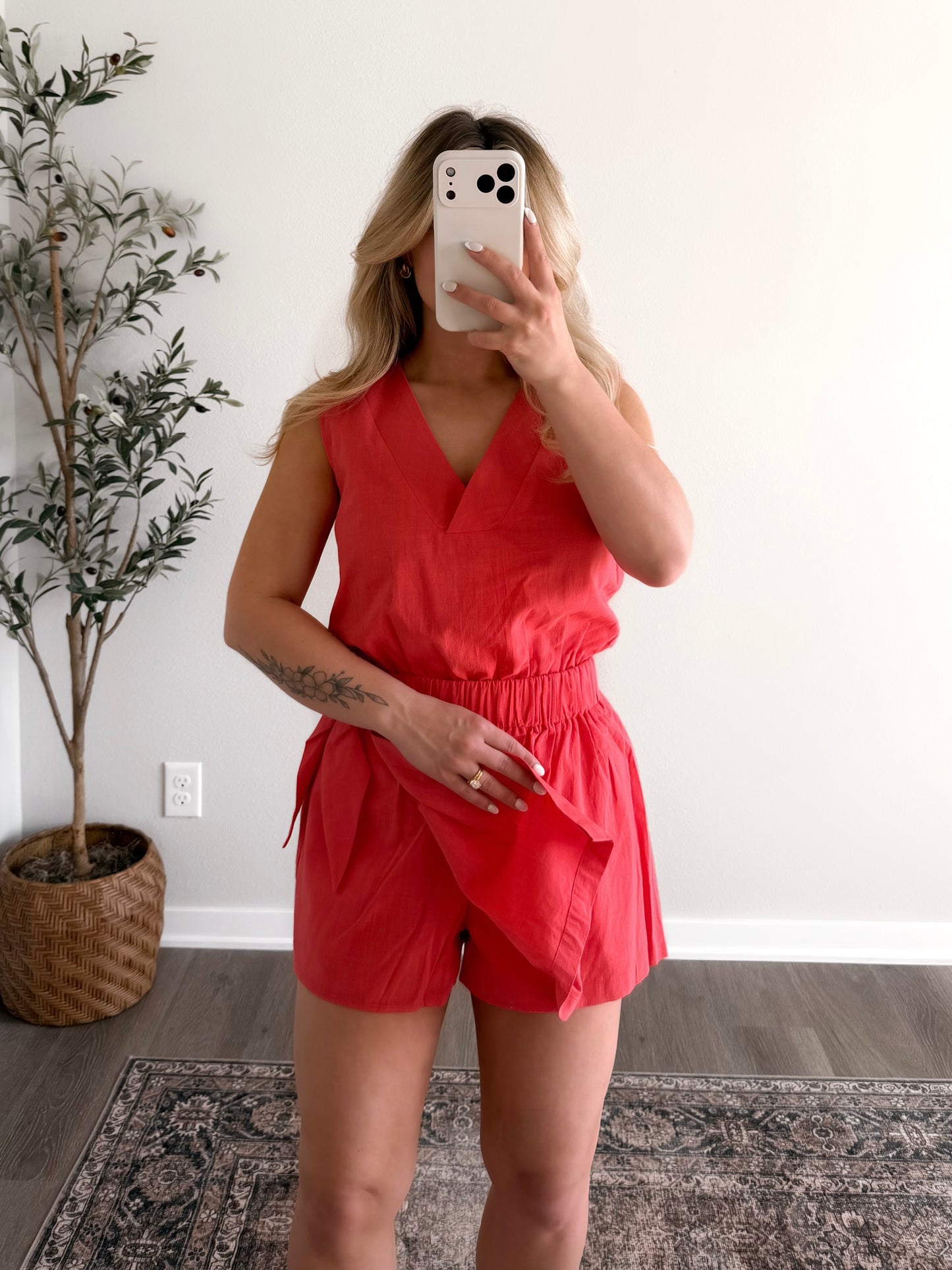 Country Club Wrap Romper /  Red