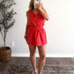Country Club Wrap Romper /  Red