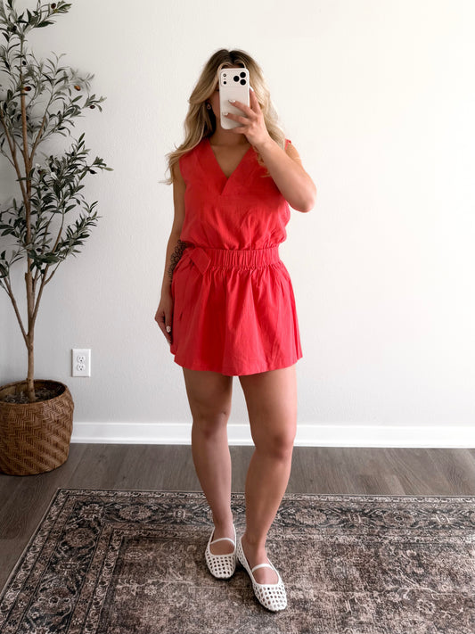 Country Club Wrap Romper /  Red