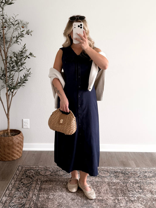 Southampton Collared Midi Dress / Navy