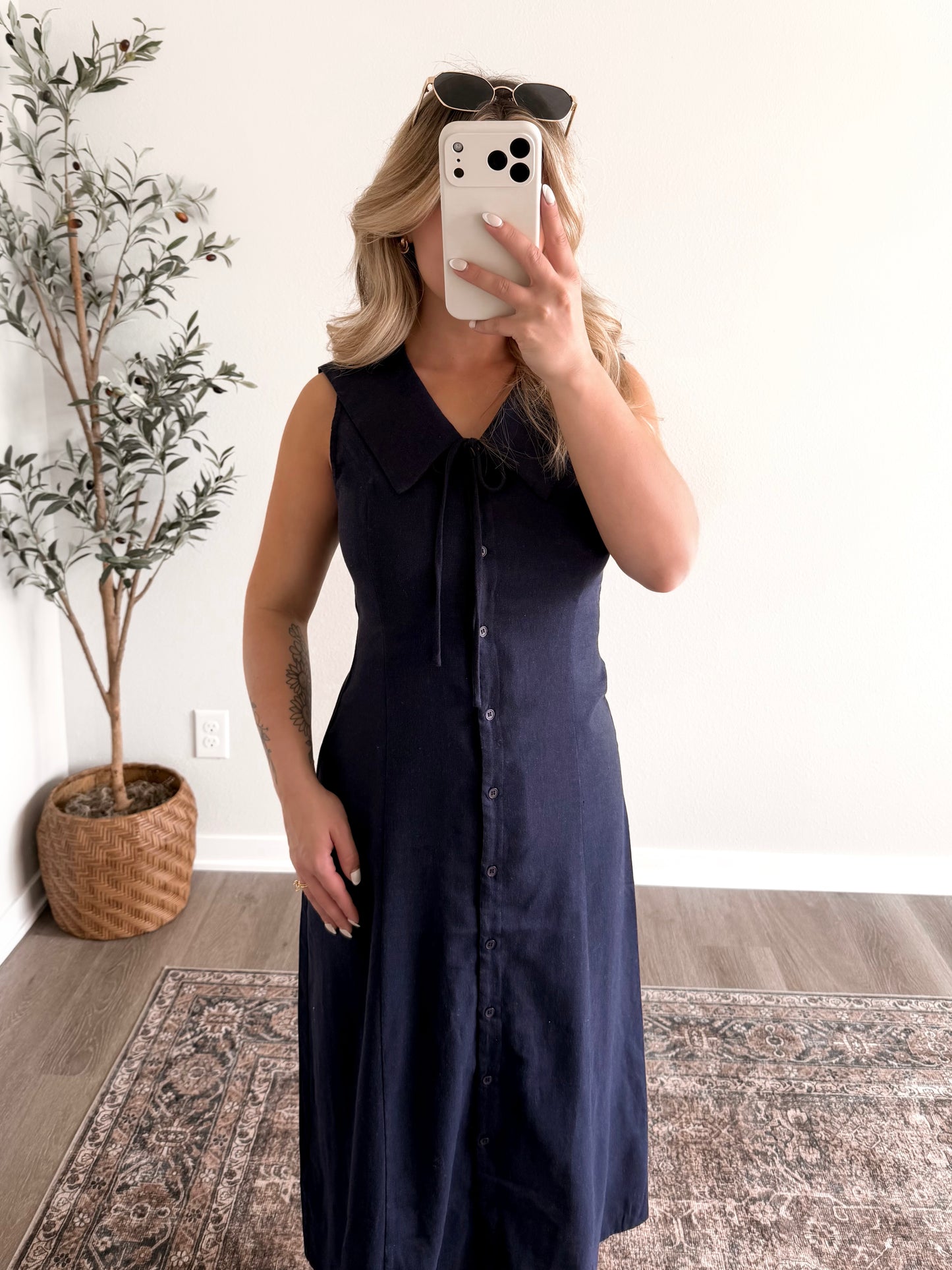 Southampton Collared Midi Dress / Navy
