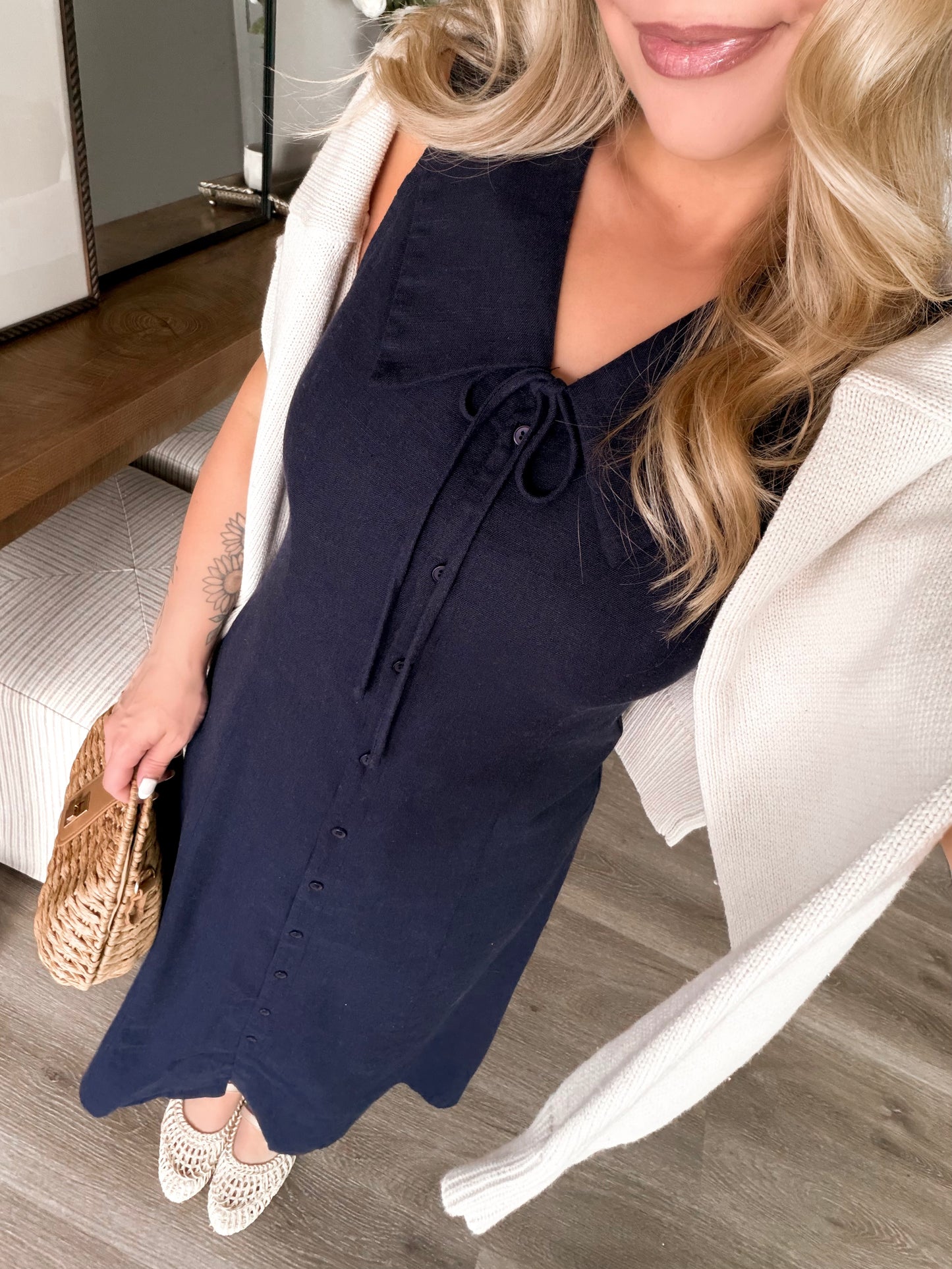 Southampton Collared Midi Dress / Navy