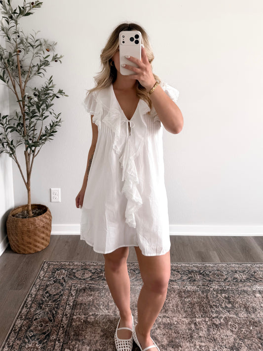 Joleen Ruffle Dress / White