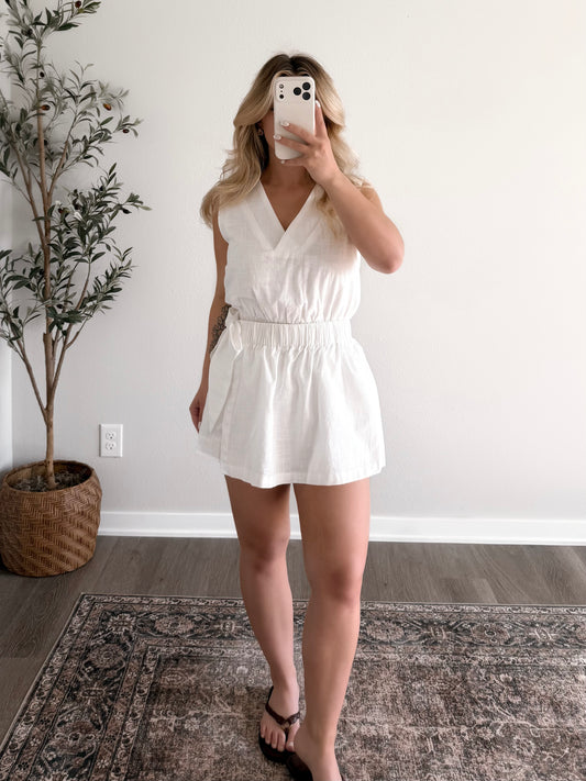 Country Club Wrap Romper / White