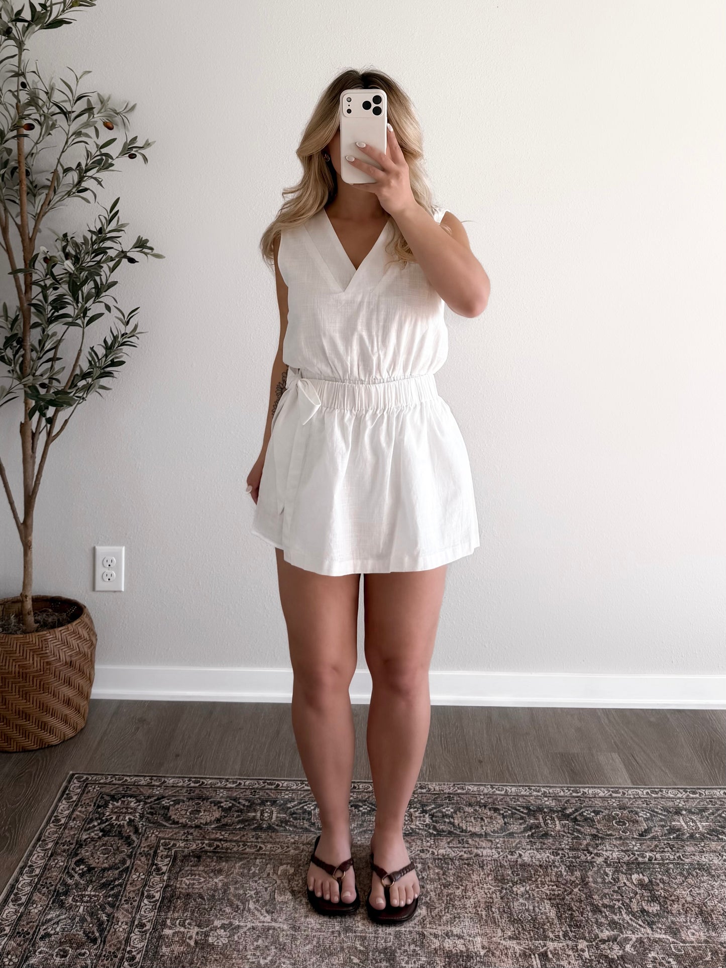 Country Club Wrap Romper / White