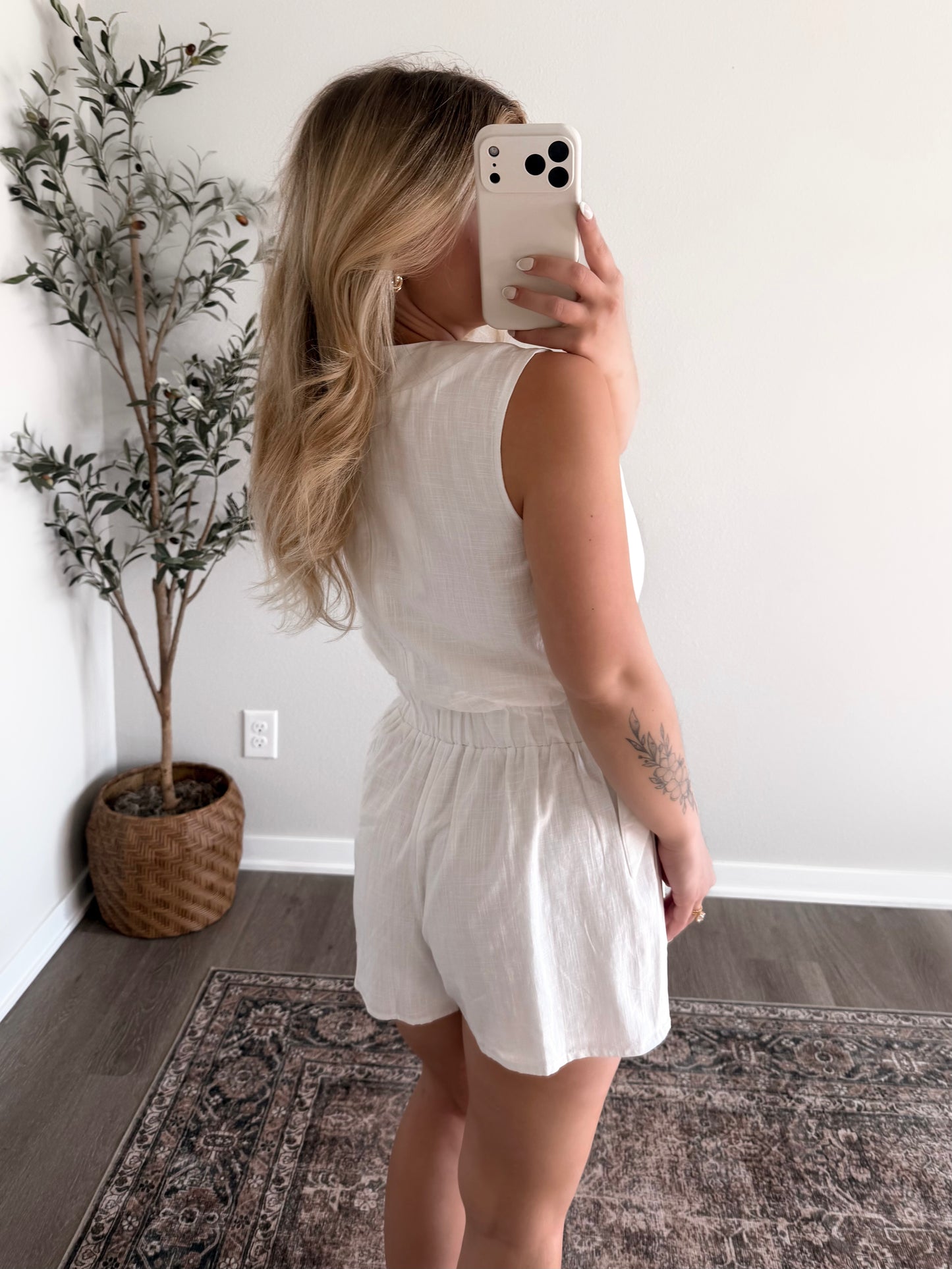 Country Club Wrap Romper / White