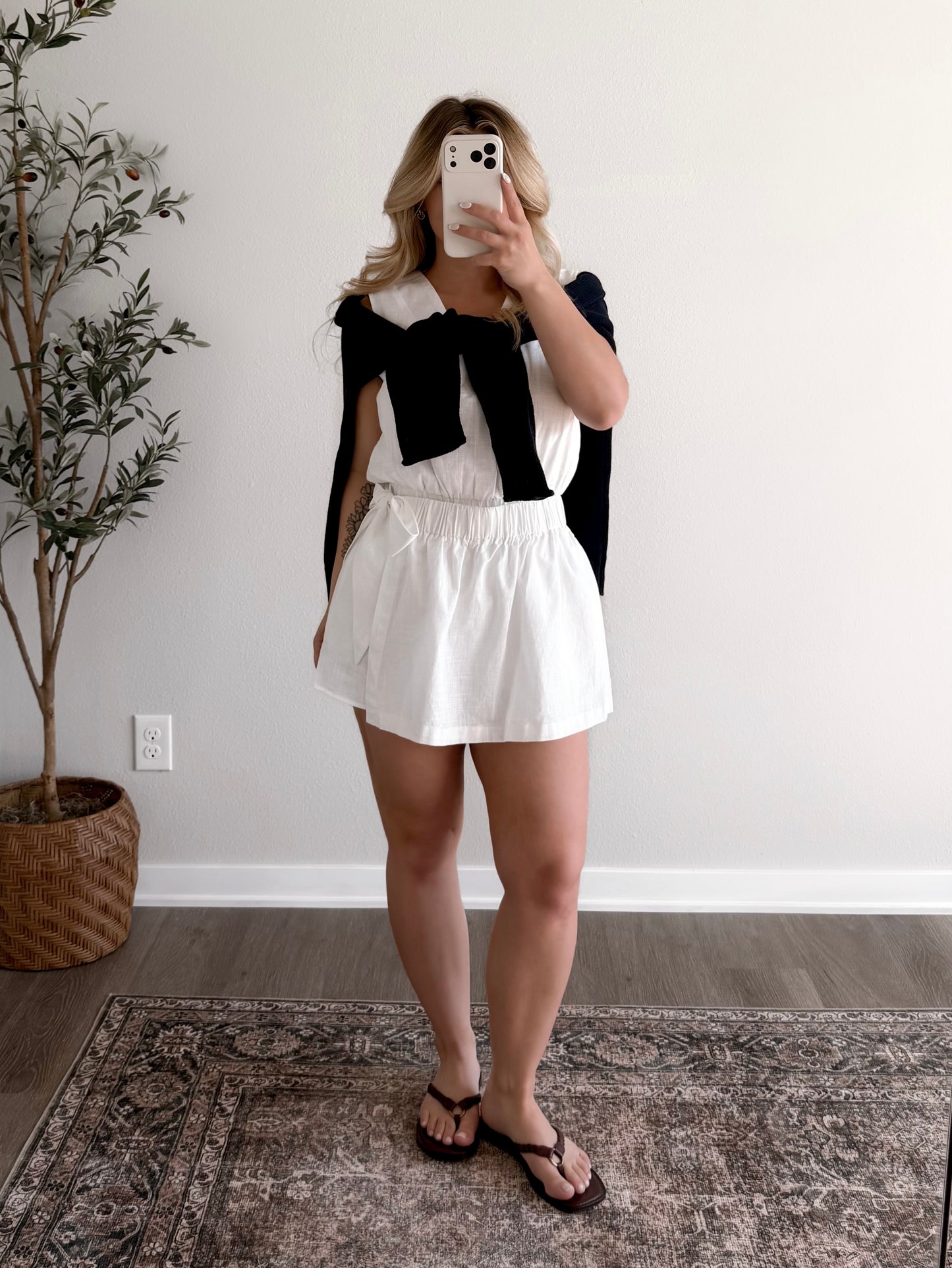 Country Club Wrap Romper / White