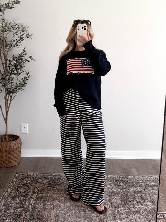 Vintage American Flag Sweater / Navy
