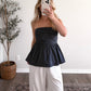 Editorial Striped Strapless Top