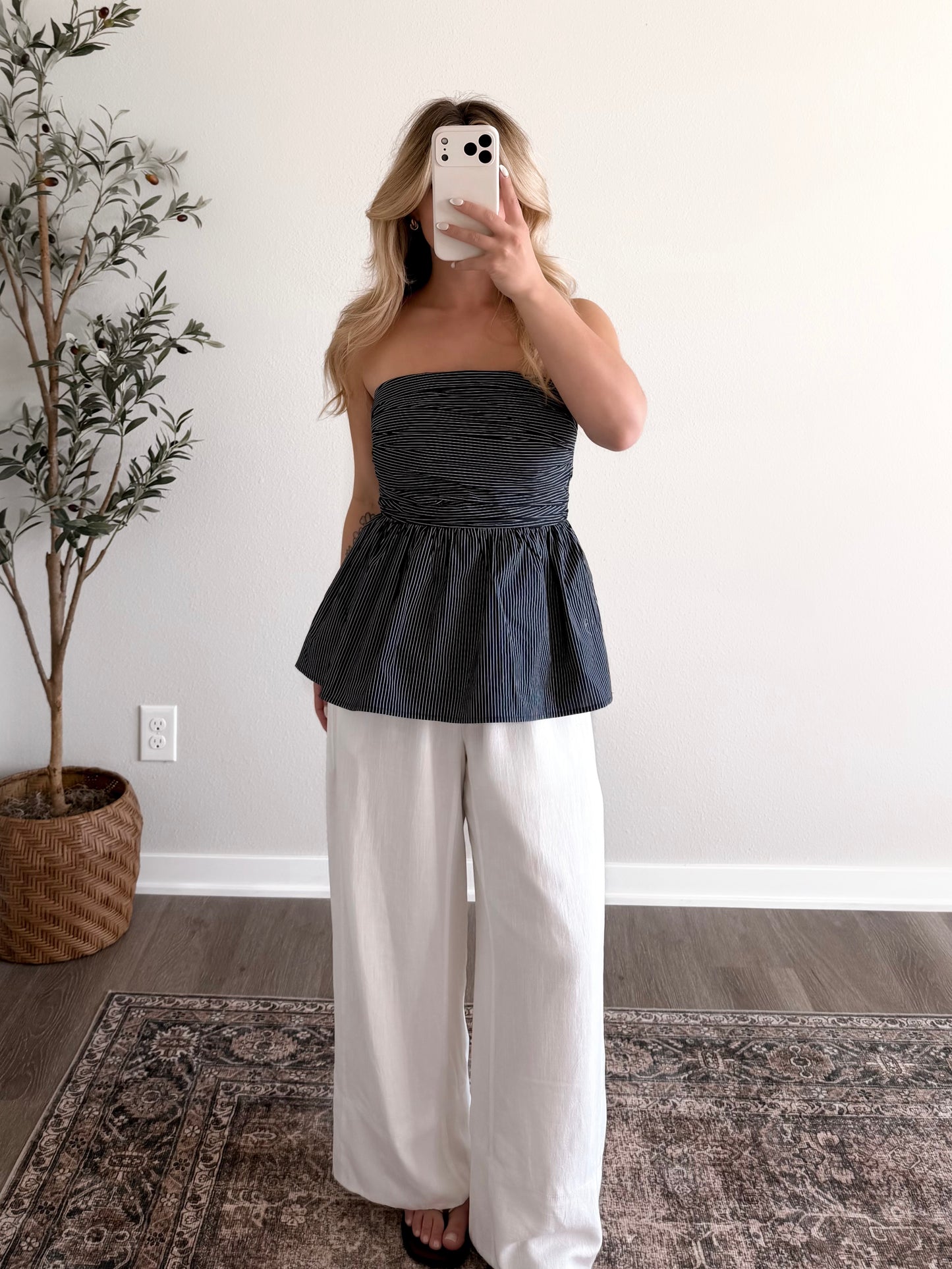 Editorial Striped Strapless Top