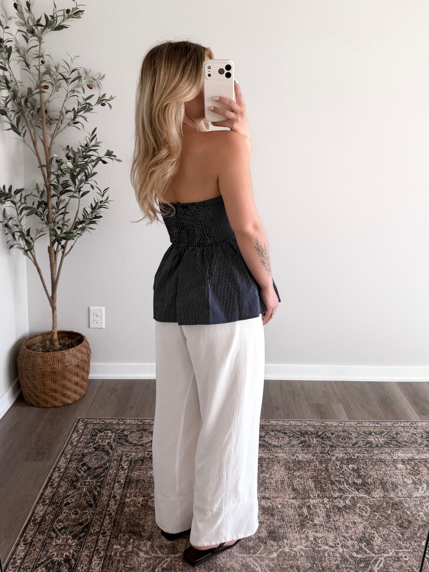 Editorial Striped Strapless Top