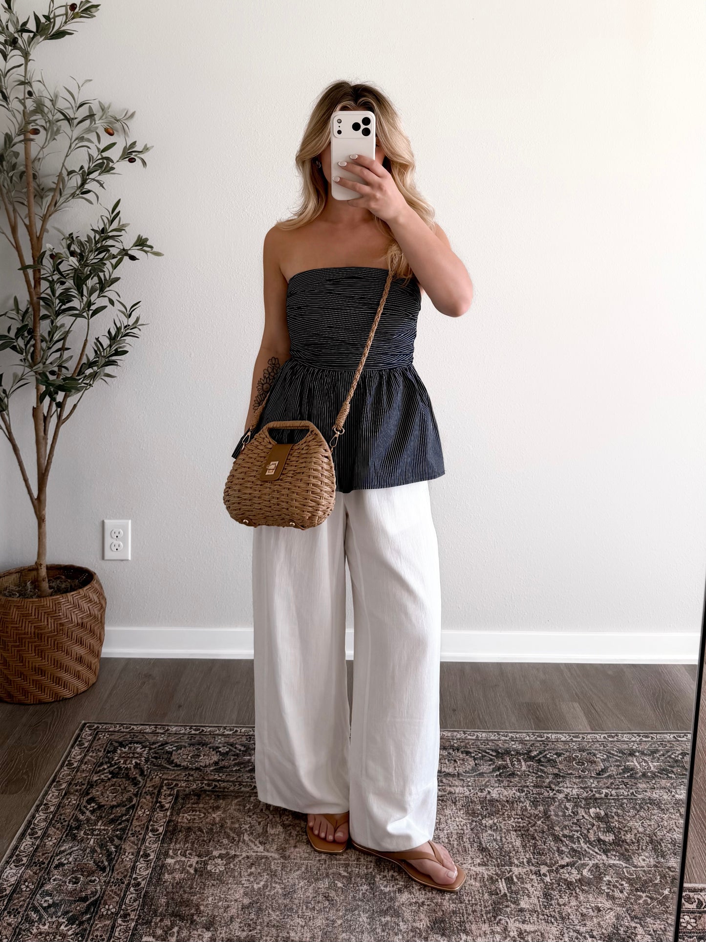 Editorial Striped Strapless Top