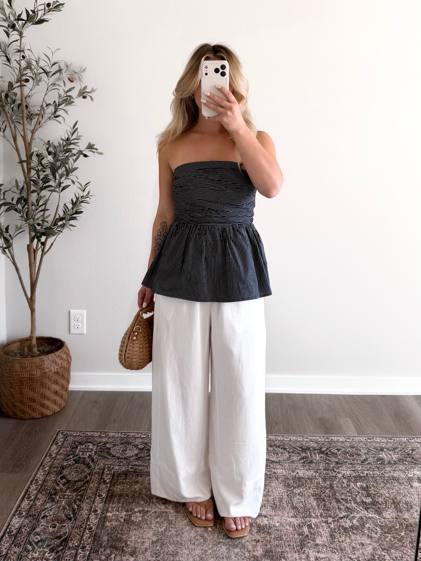 Editorial Striped Strapless Top