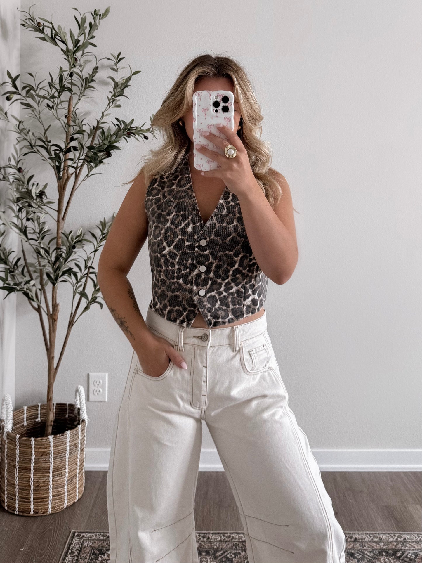 Leopard Button Down Vest