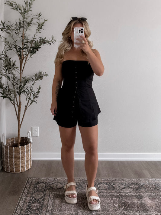 Valley Strapless Linen Short Set