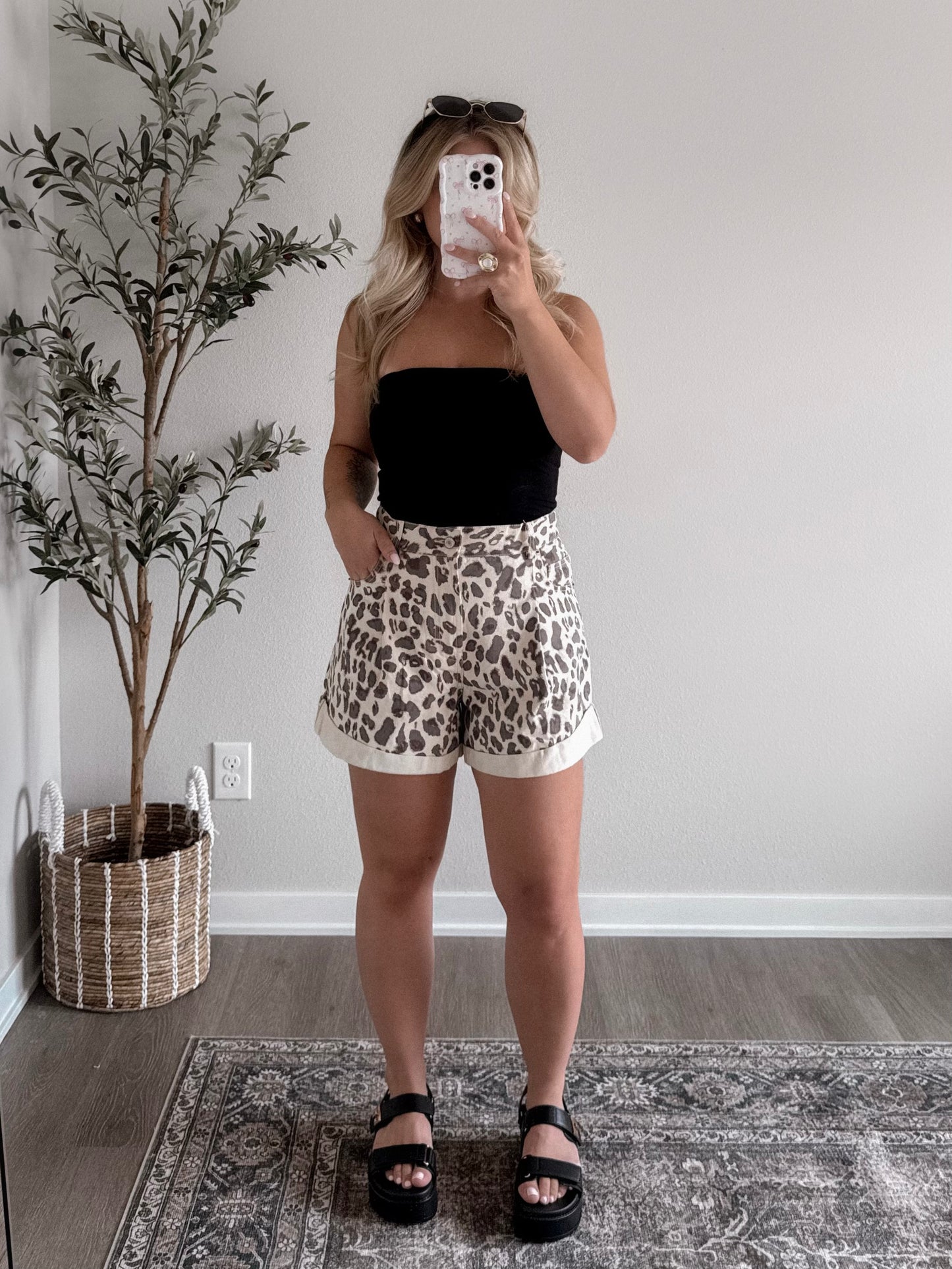 Kat Leopard High Waisted Shorts