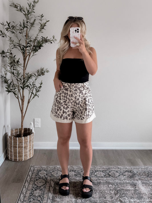 Kat Leopard High Waisted Shorts
