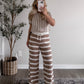 Latte Striped Knit Lounge Set