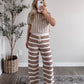 Latte Striped Knit Lounge Set