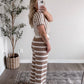 Latte Striped Knit Lounge Set