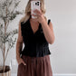Willow Smocked Tie Top / Black