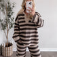 Teddy Striped Knit Collared Sweater
