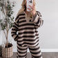 Teddy Striped Knit Collared Sweater