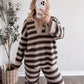 Teddy Striped Knit Collared Sweater