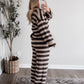 Teddy Striped Knit Collared Sweater