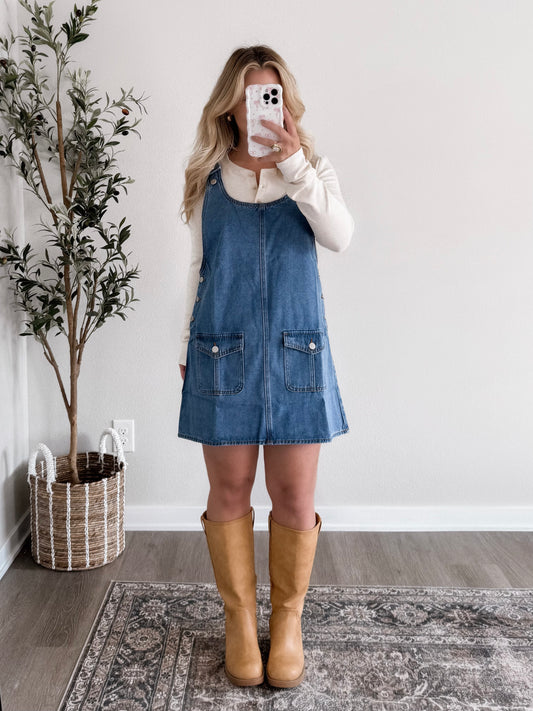 Haddie Denim Overall Dress (updated est ship date 8.22)