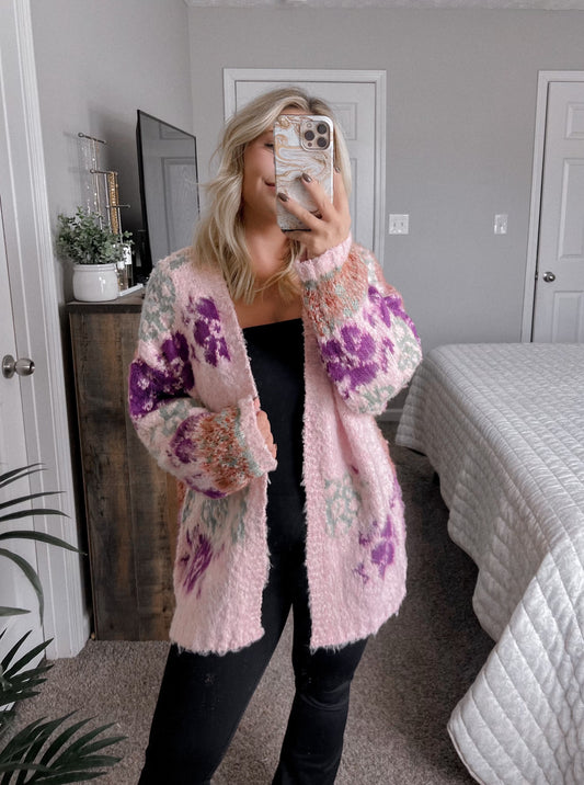 Falling For Color Cardigan - Purple/Pink Combo Final Sale s