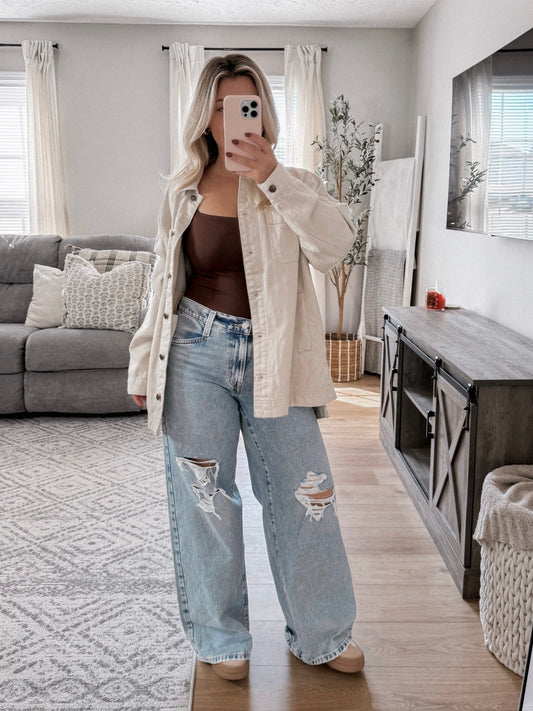 Devyn Oversized Shacket / Light Taupe