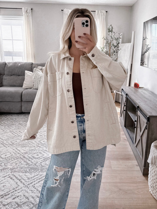 Devyn Oversized Shacket / Light Taupe