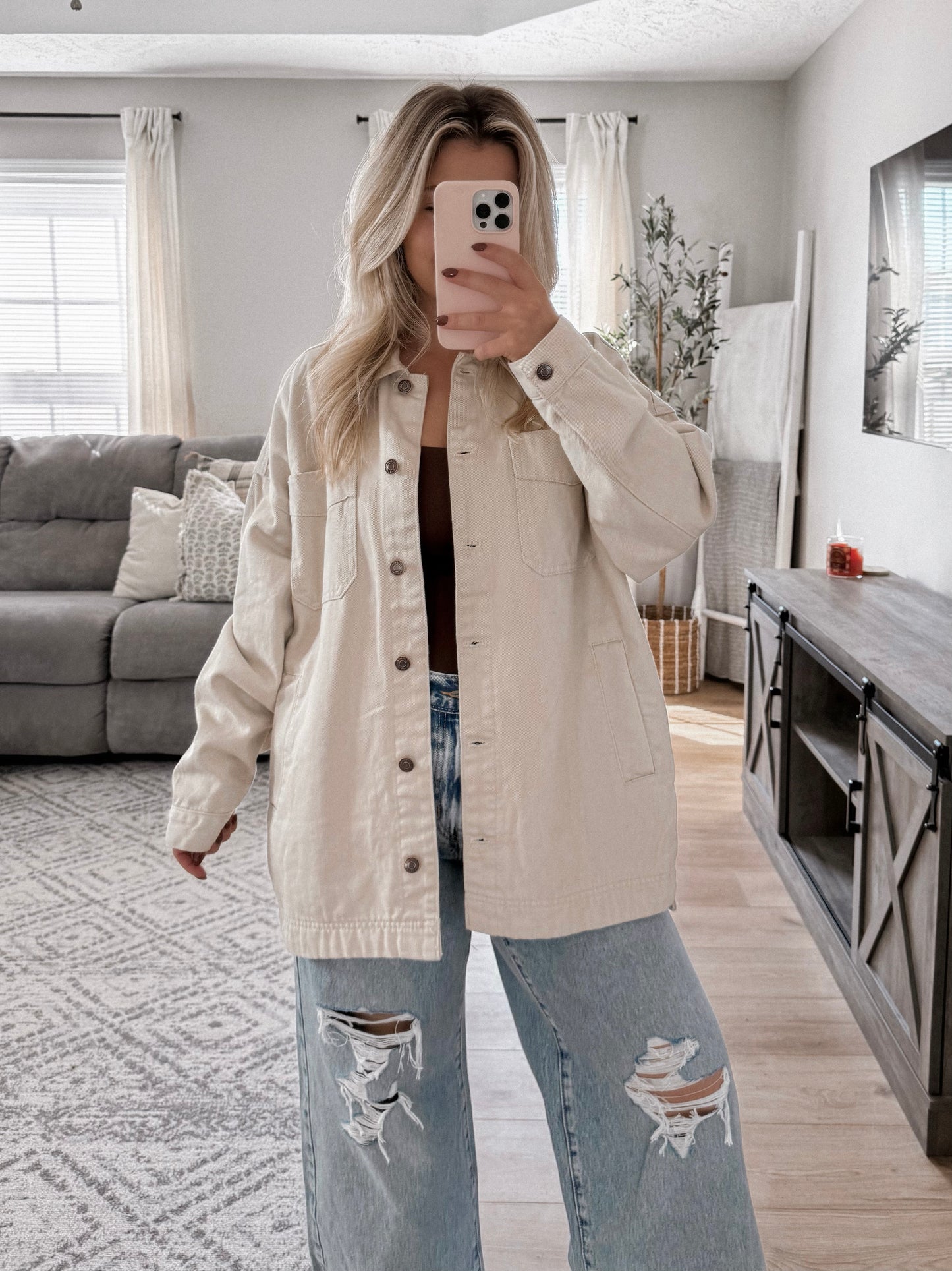 Devyn Oversized Shacket / Light Taupe