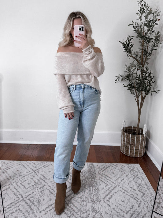 Winter Night Off Shoulder Sweater